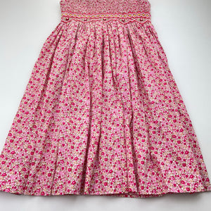 Girls D EMBROIDERY, hand smocked floral cotton dress, NEW, size 6, L: 73cm