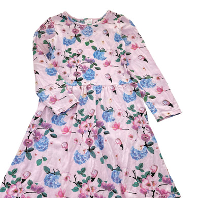 Girls Milky, floral stretch cotton long sleeve dress, EUC, size 10, L: 66cm