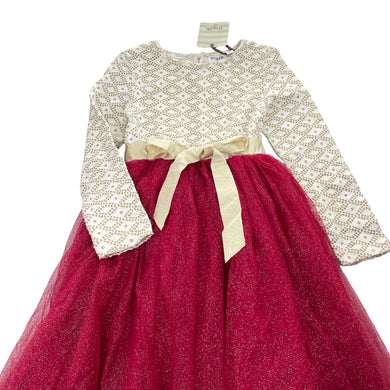 Girls Origami, red tulle & gold glitter party / formal dress, NEW, size 8, L: 68cm