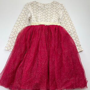 Girls Origami, red tulle & gold glitter party / formal dress, NEW, size 8, L: 68cm