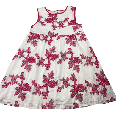 Girls Collette Dinnigan, lined embroidered floral cotton dress, GUC, size 7, L: 60cm