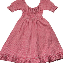 Load image into Gallery viewer, Girls GHANDA, lined red &amp; white gingham cotton dress, EUC, size 11-12, L: 71cm