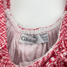Load image into Gallery viewer, Girls GHANDA, lined red &amp; white gingham cotton dress, EUC, size 11-12, L: 71cm