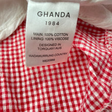 Load image into Gallery viewer, Girls GHANDA, lined red &amp; white gingham cotton dress, EUC, size 11-12, L: 71cm