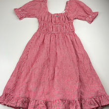 Load image into Gallery viewer, Girls GHANDA, lined red &amp; white gingham cotton dress, EUC, size 11-12, L: 71cm