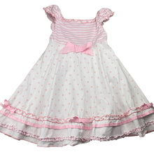 Load image into Gallery viewer, Girls Origami, pink &amp; white cotton party dress, GUC, size 5, L: 56cm