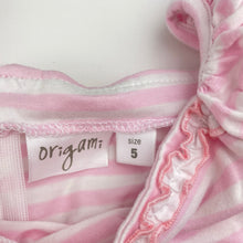 Load image into Gallery viewer, Girls Origami, pink &amp; white cotton party dress, GUC, size 5, L: 56cm