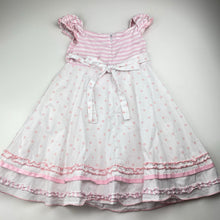 Load image into Gallery viewer, Girls Origami, pink &amp; white cotton party dress, GUC, size 5, L: 56cm