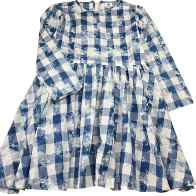 Girls Hoottween, blue check cotton long sleeve dress, EUC, size 10, L: 69cm