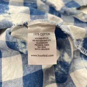 Girls Hoottween, blue check cotton long sleeve dress, EUC, size 10, L: 69cm