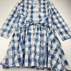Girls Hoottween, blue check cotton long sleeve dress, EUC, size 10, L: 69cm