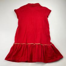 Load image into Gallery viewer, Girls RALPH LAUREN, red polo dress, gold trim, GUC, size 6, L: 55cm