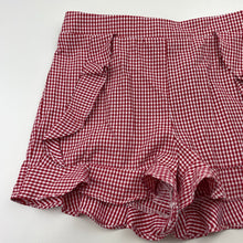 Load image into Gallery viewer, Girls Bardot Junior, lightweight red check shorts, elasticated, EUC, size 7,  