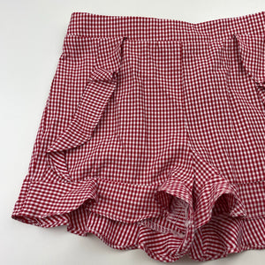 Girls Bardot Junior, lightweight red check shorts, elasticated, EUC, size 7,  