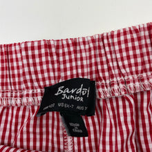 Load image into Gallery viewer, Girls Bardot Junior, lightweight red check shorts, elasticated, EUC, size 7,  