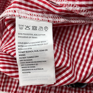 Girls Bardot Junior, lightweight red check shorts, elasticated, EUC, size 7,  