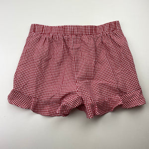 Girls Bardot Junior, lightweight red check shorts, elasticated, EUC, size 7,  