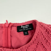 Load image into Gallery viewer, Girls Bardot Junior, lined broderie cotton ruffle dress, EUC, size 10, L: 73cm