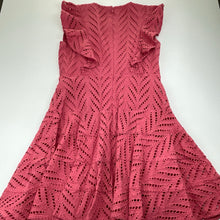 Load image into Gallery viewer, Girls Bardot Junior, lined broderie cotton ruffle dress, EUC, size 10, L: 73cm