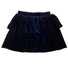 Load image into Gallery viewer, Girls Bardot Junior, lined navy velvet skirt, elasticated, L: 30cm, EUC, size 6,  