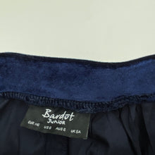 Load image into Gallery viewer, Girls Bardot Junior, lined navy velvet skirt, elasticated, L: 30cm, EUC, size 6,  