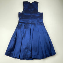 Load image into Gallery viewer, Girls Bardot Junior, lined, embellished metallic blue party dress, EUC, size 6, L: 62cm