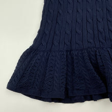 Load image into Gallery viewer, Girls RALPH LAUREN, navy cotton cable knit dress, EUC, size 5, L: 58cm