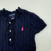 Load image into Gallery viewer, Girls RALPH LAUREN, navy cotton cable knit dress, EUC, size 5, L: 58cm