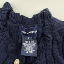 Load image into Gallery viewer, Girls RALPH LAUREN, navy cotton cable knit dress, EUC, size 5, L: 58cm