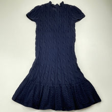 Load image into Gallery viewer, Girls RALPH LAUREN, navy cotton cable knit dress, EUC, size 5, L: 58cm