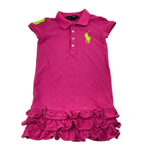 Load image into Gallery viewer, Girls RALPH LAUREN, cotton ruffle polo dress, large pony, GUC, size 5, L: 52cm