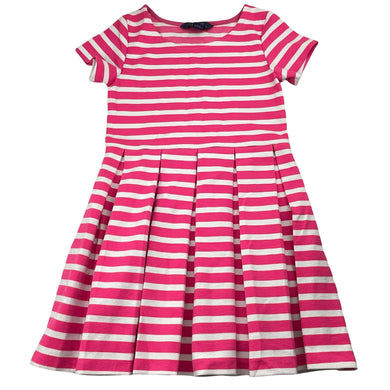 Girls POLO RALPH LAUREN, pink & white stripe dress, pilling, FUC, size 7, L: 60cm