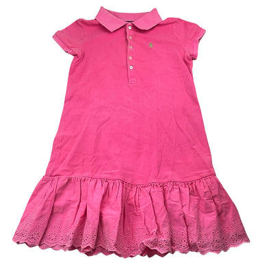 Girls POLO RALPH LAUREN, broderie trim polo dress, wash fade, FUC, size 7, L: 62cm