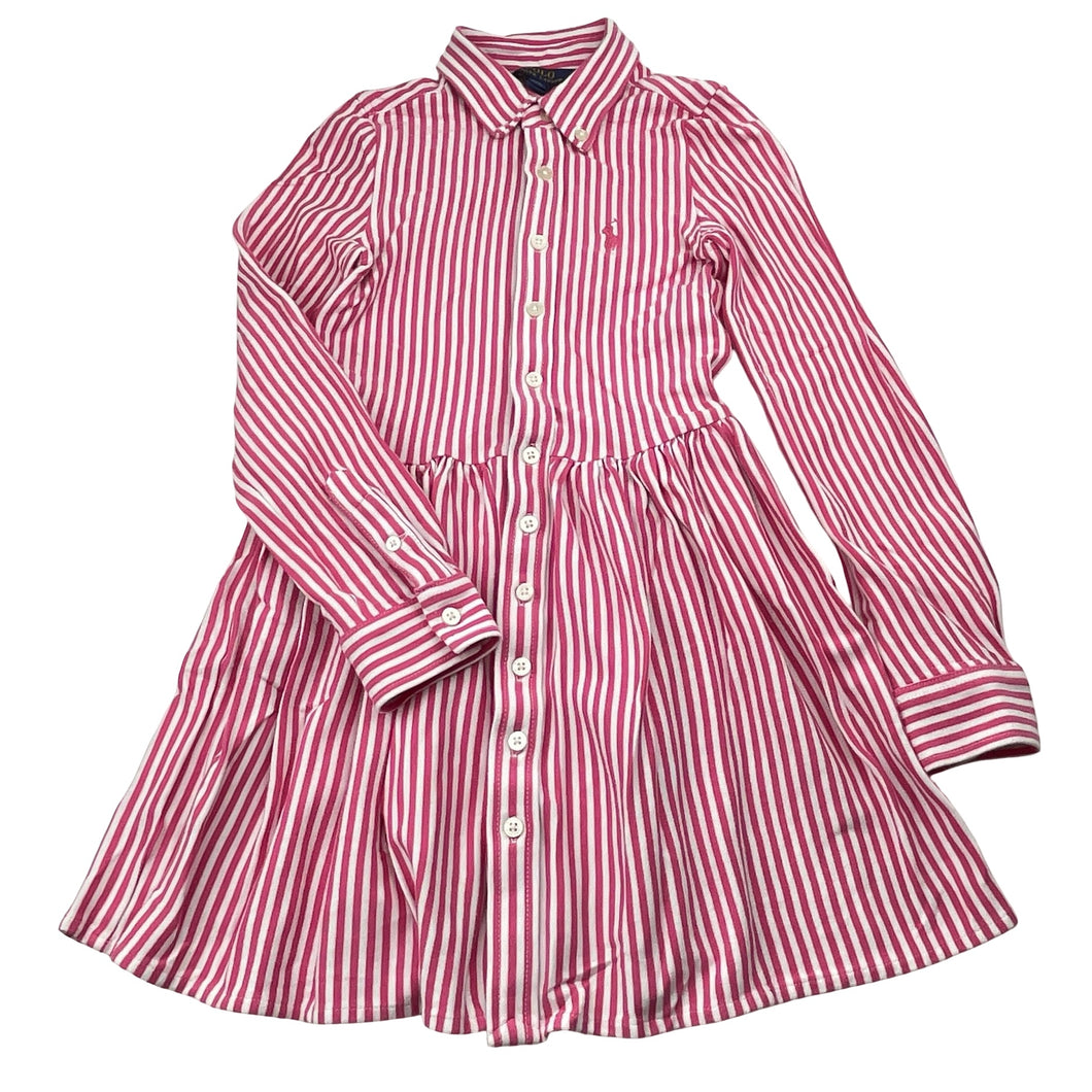 Girls POLO RALPH LAUREN, soft jersey cotton long sleeve shirt dress, EUC, size 7, L: 60cm