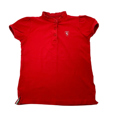 Girls Ferrari, red cotton polo shirt top, GUC, size 7-8,  