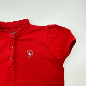 Girls Ferrari, red cotton polo shirt top, GUC, size 7-8,  
