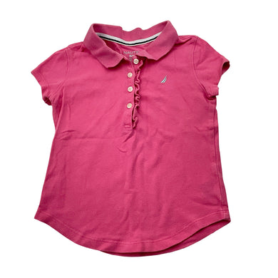 Girls NAUTICA, pink cotton polo shirt top, FUC, size 4,  