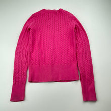 Load image into Gallery viewer, Girls POLO RALPH LAUREN, pink cotton cable knit cardigan (marks back left sleeve), FUC, size 6-7,  