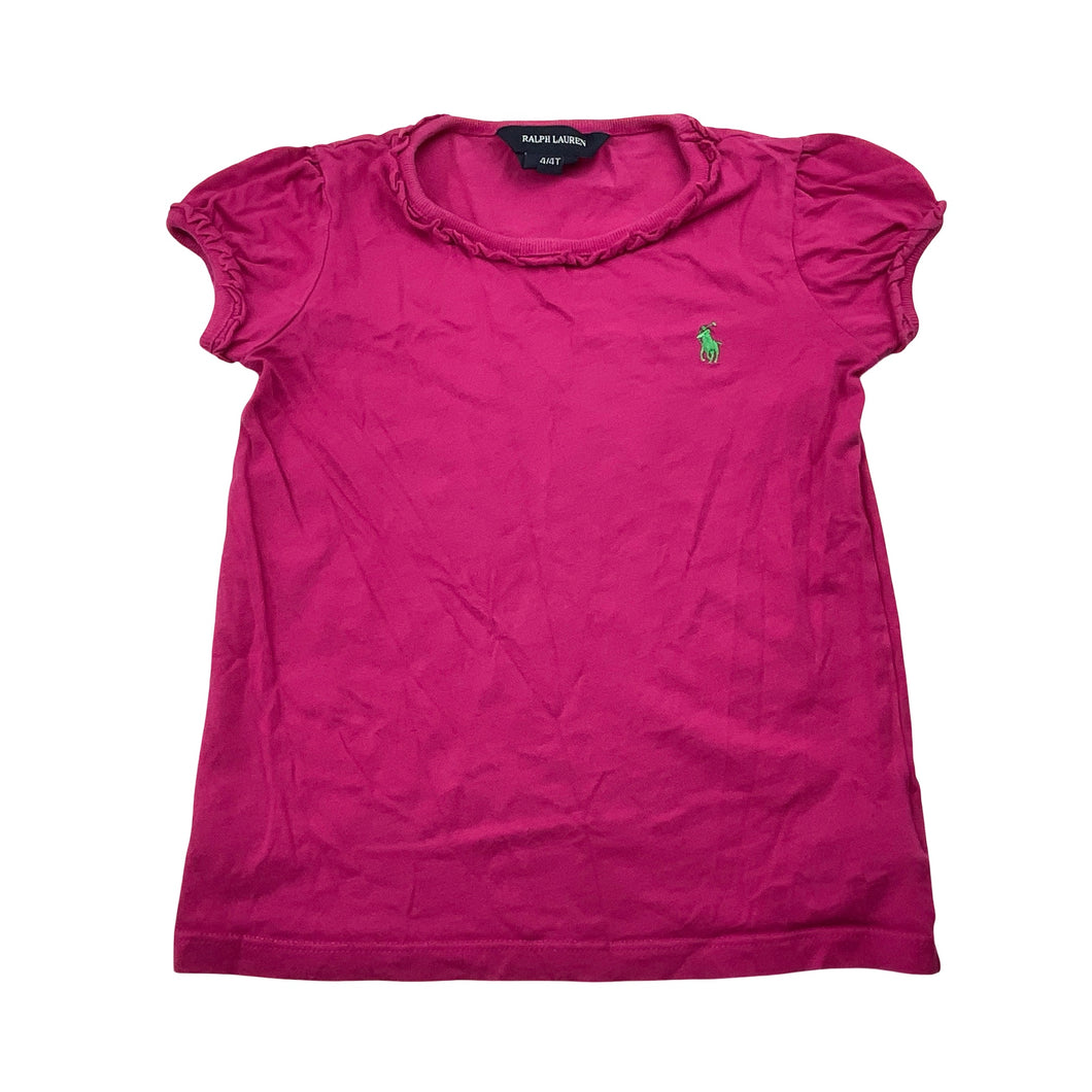 Girls RALPH LAUREN, pink cotton tee / top, GUC, size 4,  