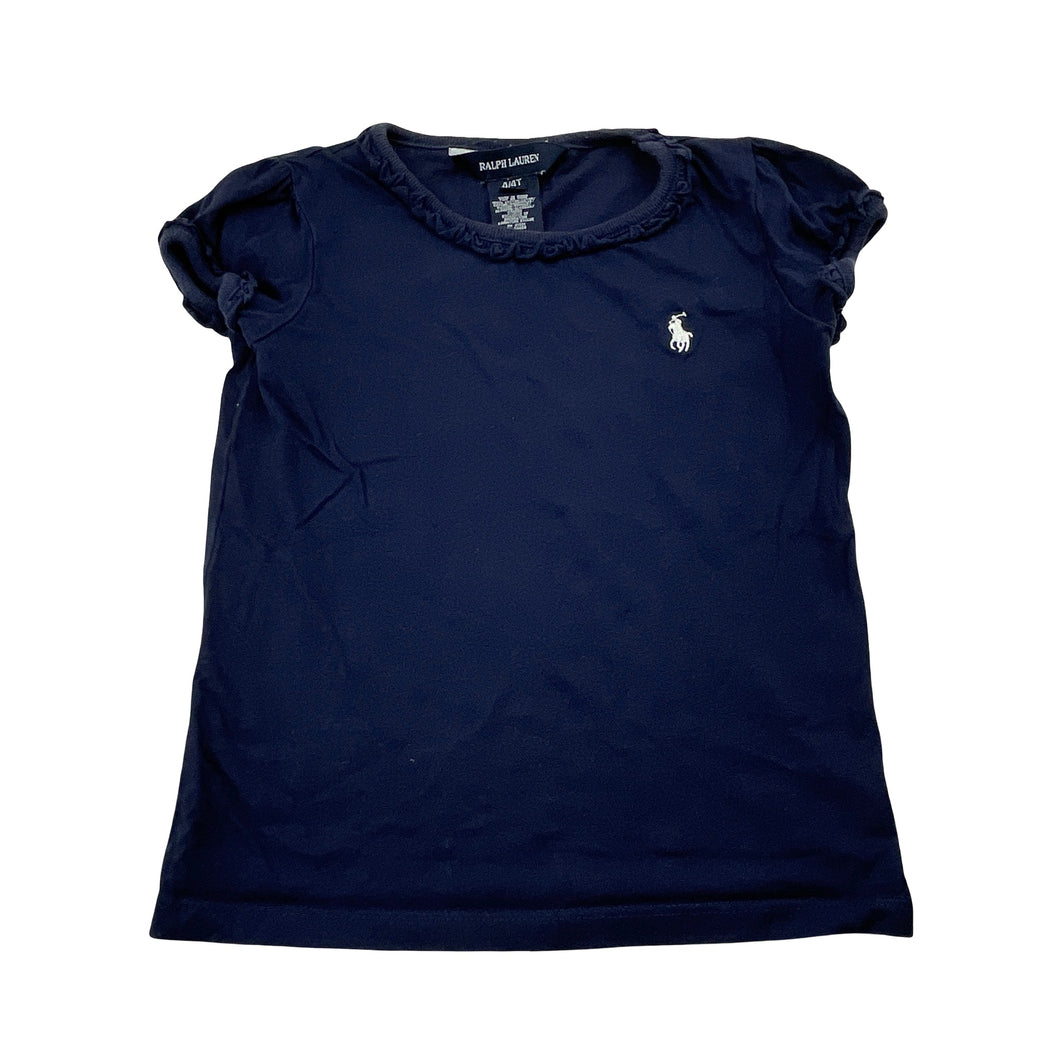 Girls RALPH LAUREN, navy cotton tee / top, FUC, size 4,  