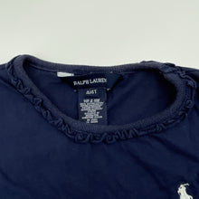 Load image into Gallery viewer, Girls RALPH LAUREN, navy cotton tee / top, FUC, size 4,  