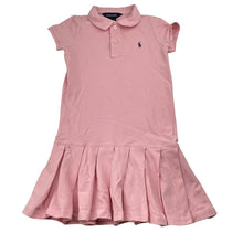 Load image into Gallery viewer, Girls RALPH LAUREN, pink box pleat polo dress, EUC, size 5, L: 56cm