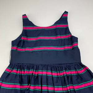 Girls RALPH LAUREN, lined, navy, pink & green stripe cotton dress, EUC, size 6, L: 65cm