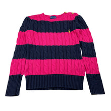 Load image into Gallery viewer, Girls RALPH LAUREN, pink &amp; navy cotton/wool knit sweater / jumper , FUC, size 6,  