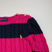 Load image into Gallery viewer, Girls RALPH LAUREN, pink &amp; navy cotton/wool knit sweater / jumper , FUC, size 6,  