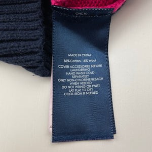 Girls RALPH LAUREN, pink & navy cotton/wool knit sweater / jumper , FUC, size 6,  