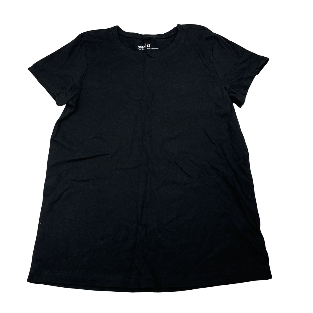 Girls Anko, black cotton tee / top, EUC, size 12,  