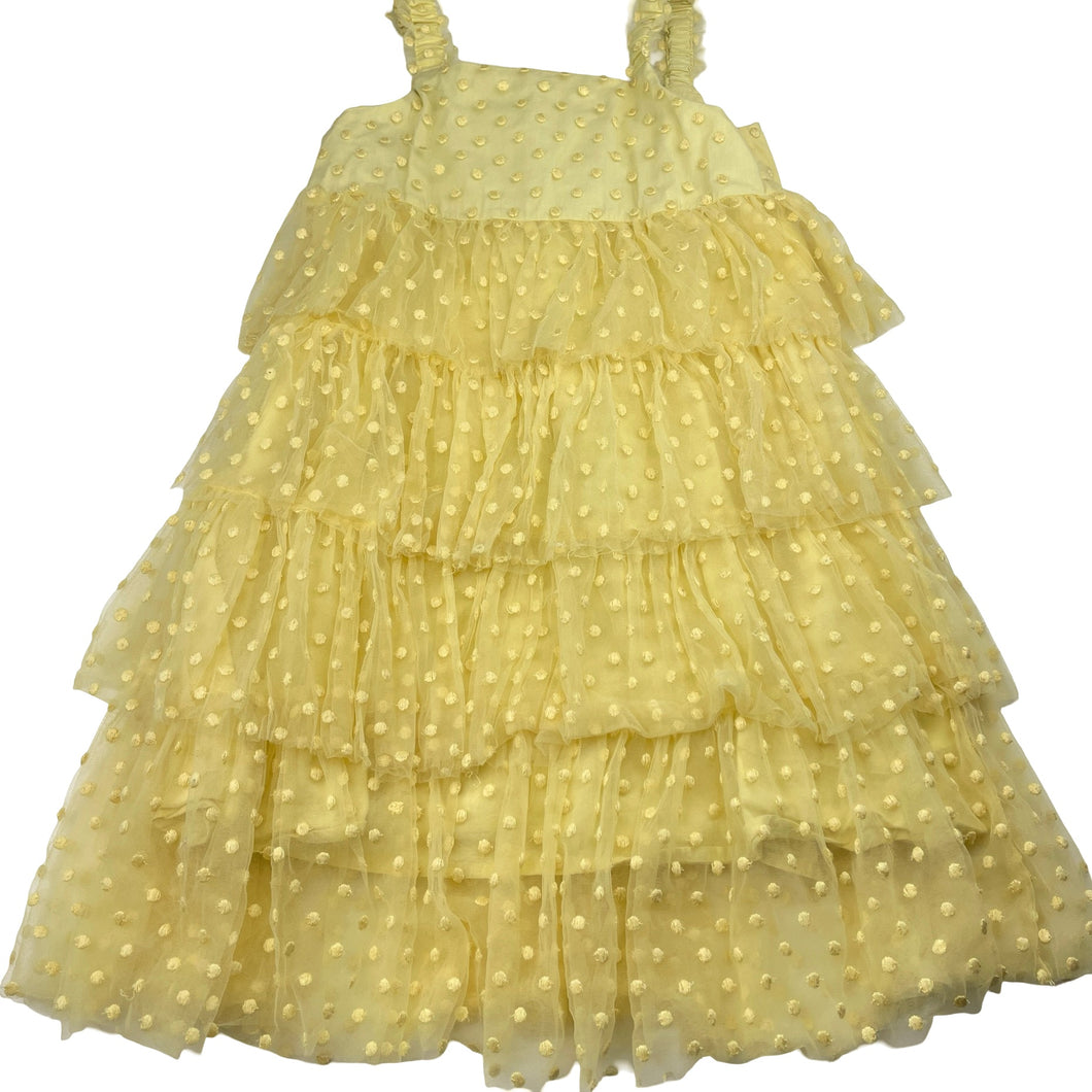 Girls Seed, cotton lined embroidered tulle dress, GUC, size 8, L: 70cm