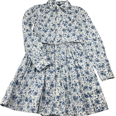 Girls POLO RALPH LAUREN, floral cotton shirt dress, pockets, EUC, size 8, L: 67cm