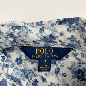 Girls POLO RALPH LAUREN, floral cotton shirt dress, pockets, EUC, size 8, L: 67cm